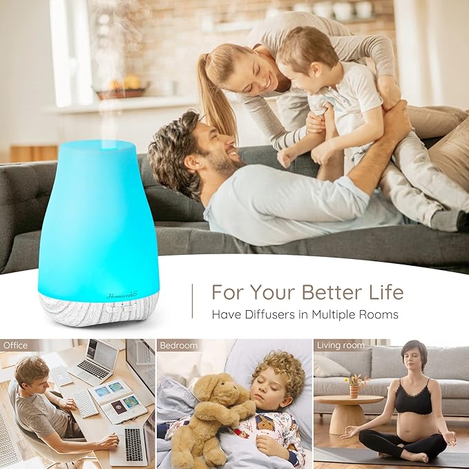 Aromatherapy Essential Oil Diffuser for Room: Air Humidifier Aroma Scent Cool Mist Diffusers Colorful Light Cute Mini Small Waterless Auto Off Ultrasonic for Home Bedroom - Bloomnest