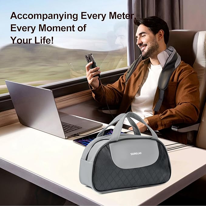 Neck Massager for Pain Relief Deep Tissue, Shiatsu Neck and Back Massager With Heat, Electric Massage Pillow for Shoulder Leg Body Muscle Pain Relief, Gifts For Women Men Mom Dad (Black【with bag】) - Bloomnest
