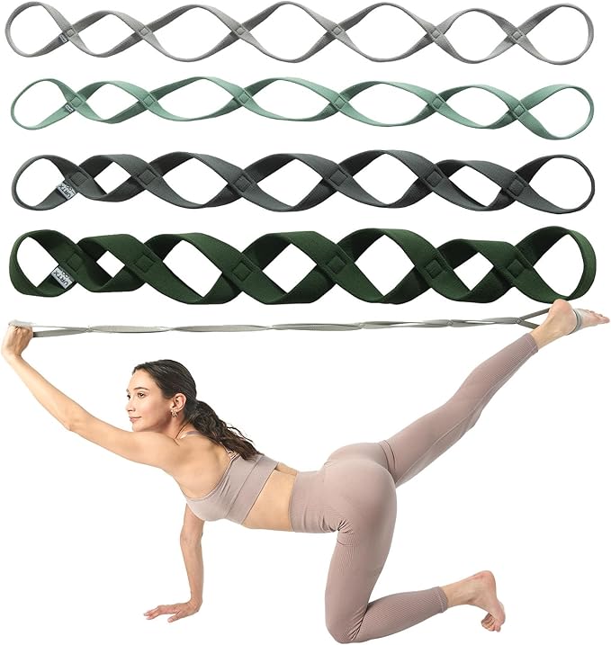 VRTX Stretch Straps for Exercise | Yoga & Pilates Stretching Bands w/ 7 Loops | Resistance Bands for Fitness Workout, Home Gym, Physical Therapy | Soft Cloth, Durable - Bloomnest
