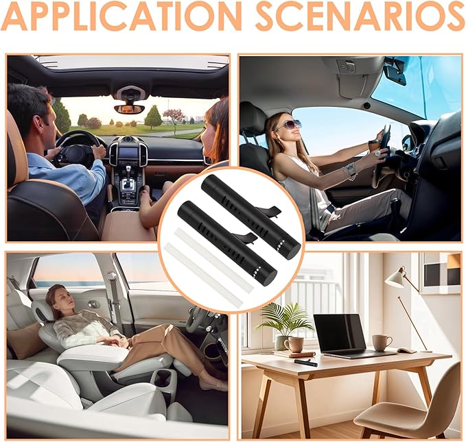 4 Pack Car Essential Oil Diffuser Vent Clip, Aluminum Essential Oil Car Diffuser Kit with 24 Pcs Odorless Sticks, Vent Clip for Cars, Office, Kitchen (Black, 4 Pcs) - Bloomnest