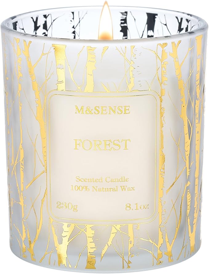 M&SENSE Forest Scented Vegan Soy Candles,8.1oz 42-Hour Slow Burning Time,No Toxin Naturally Scented Candles for Fall Winter Bathtub Aromatherapy Calming Home Fragrance, Thanksgiving Christmas Gifts - Bloomnest