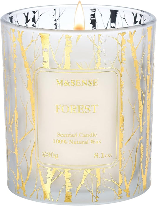 M&SENSE Forest Scented Vegan Soy Candles,8.1oz 42-Hour Slow Burning Time,No Toxin Naturally Scented Candles for Fall Winter Bathtub Aromatherapy Calming Home Fragrance, Thanksgiving Christmas Gifts - Bloomnest