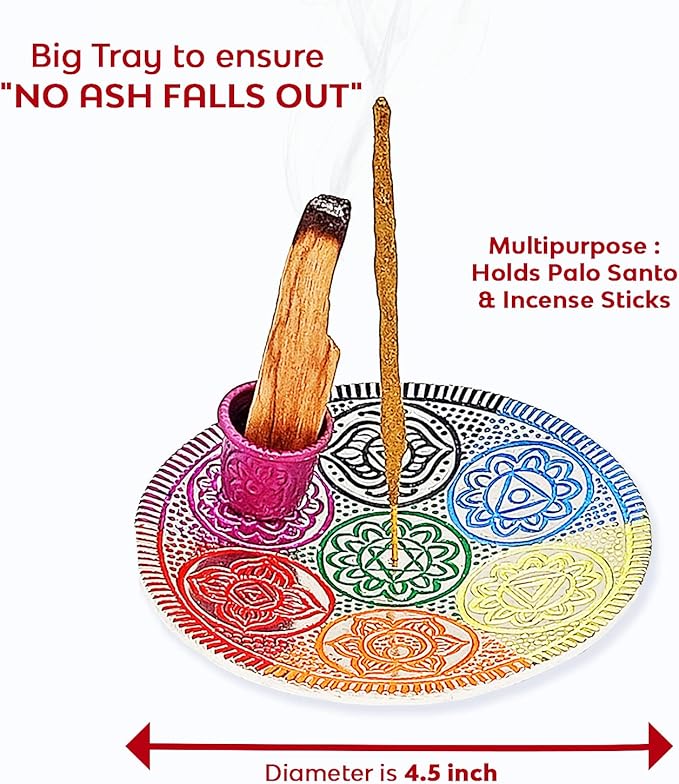 Chakra Palo Santo Holder Burner - Handcrafted Metal Incense Holder | Perfect Spiritual or Meditation Gift (4.5 inch)