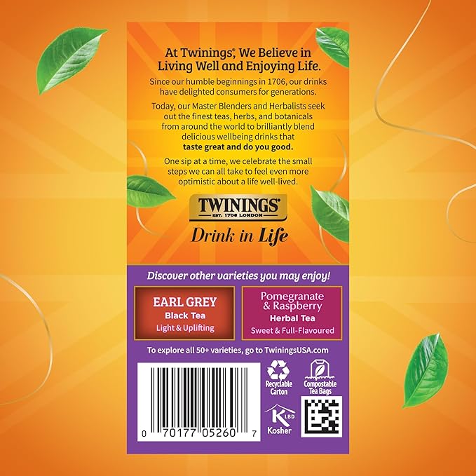 Twinings Blackcurrant Breeze Black Tea Individually Wrapped Bags, 20 Count (Pack of 1), Sweet, Tangy Taste, Caffeinated, Enjoy Hot or Iced, 20 Teabags - Bloomnest