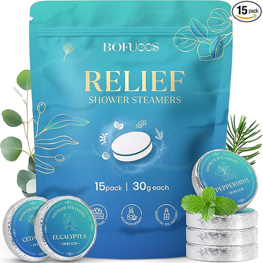 Shower Steamers Aromatherapy, Birthday Valentines Day Gifts for Men Him Dad Boyfriend Teen Boy, Bath Bombs with Natural Essential Oils for Relaxation Self Care SPA -15 Tablets