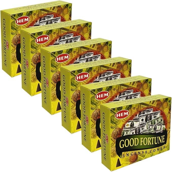 TRUMIRI Incense Cone Holder Bundle with Hem Good Fortune Incense Cones - Pack of 6 (Approx 60 Cones) TRUMIRI