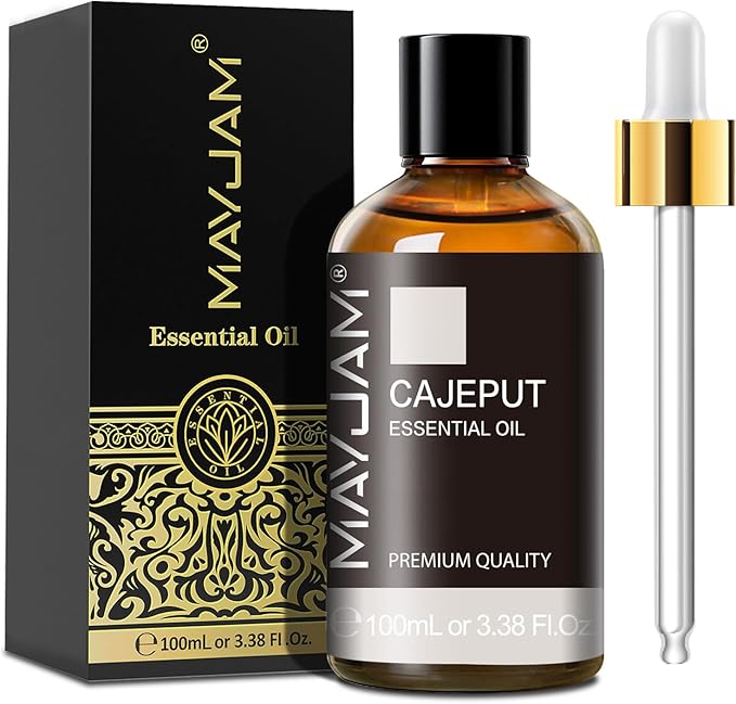 MAYJAM Cajeput Essential Oil, 3.38FL.OZ Pure Essential Oils with Glass Dropper, Large Volume Cajeput Oil, Perfect for Massage, DIY Candle and Soap Making (100ML) - Bloomnest