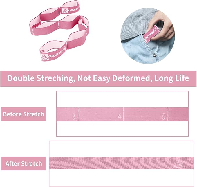 Premium Durable Stretch Straps with Loops, Stretching Strap for Physical Therapy, Multi-Loop Yoga Strap Fitness Exercise Strap for Yoga, Pilates, Dance, Flexibility&Exercise - Bloomnest
