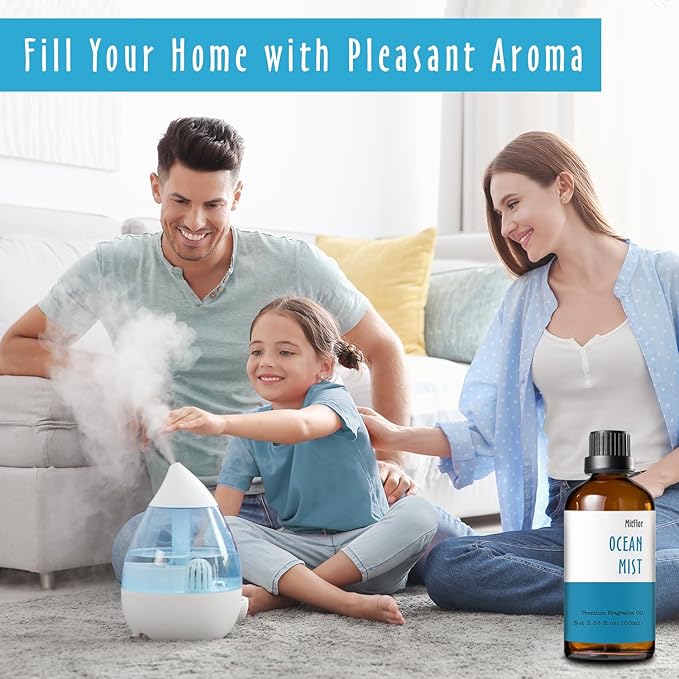Ocean Mist Fragrance Oil, MitFlor Single Scented Oil, Large Size Premium Grade Fragrance Oil (3.38 OZ/100ML), Perfume, Soap, Candle Making Scent, Fresh Summer Essential Oils for Diffuser MitFlor