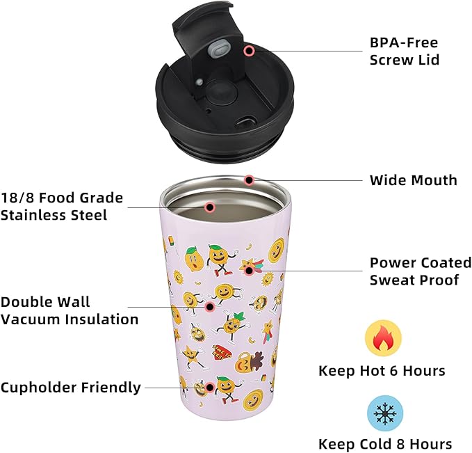 BJPKPK 18oz Tumbler With lid And Straw Stainless Steel Travel Coffee Mug Insulated Tumblers Cups,Hawaii Fruits Purple - Bloomnest