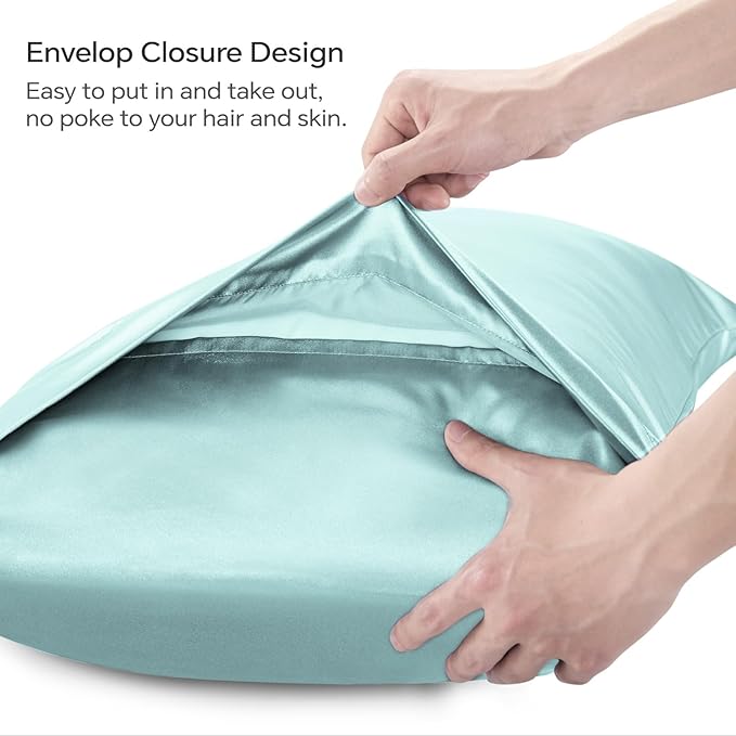 BEDELITE Satin Body Pillow Cover, Super Soft and Cooling Body Pillow Pillowcase for Hair and Skin, Breathable Silky Full Long Pillowcase Cover(20"x54", Blue Grey) - Bloomnest