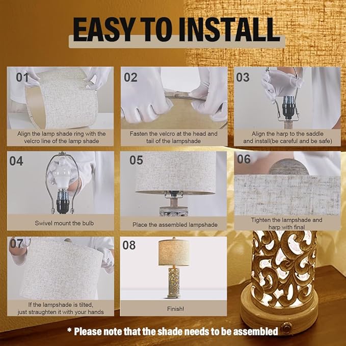 OYEARS 3-Way Dimmable 22'' USB A+C Touch Control Table Lamp with Nightlight for Living Room Bedroom Farmhouse Bedside Nightstand Lamps (Brown Bulb Included - Bloomnest