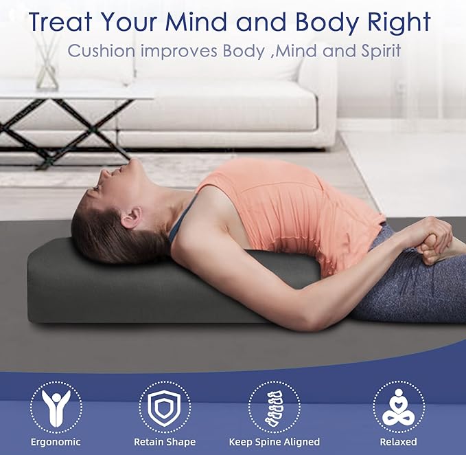 Yoga Bolster (26x10.5x5.5 in) Supportive Yoga Cushion for Restorative Yin Yoga Accessories Rectangular Bolster for Stretching Meditation Pillow 100% Organic Cotton Removable Washable Cover - Bloomnest
