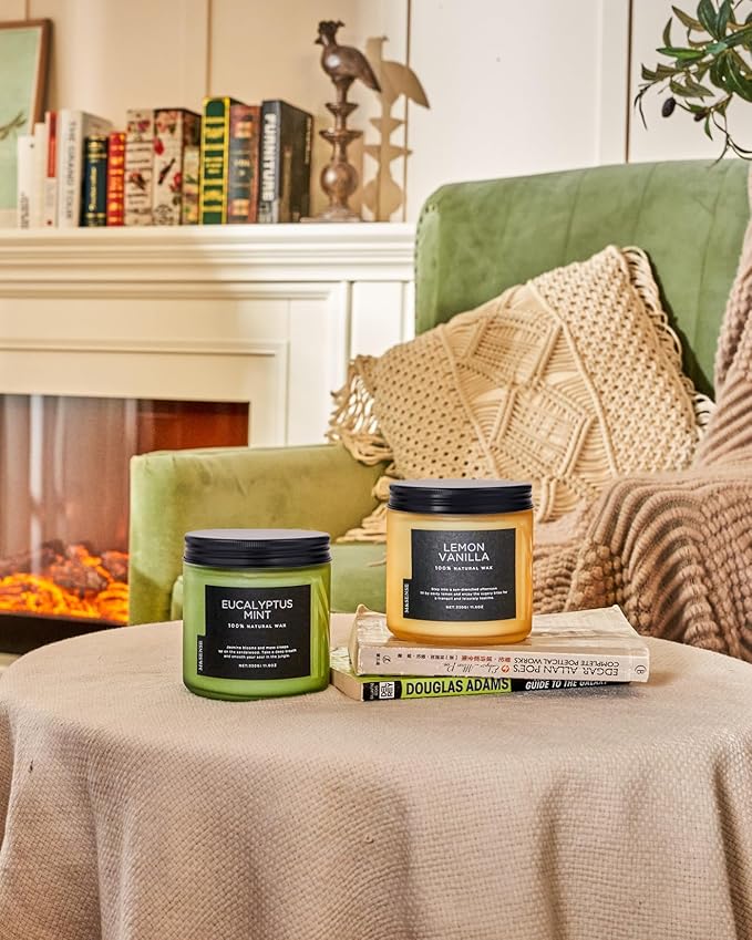 M&SENSE Eucalyptus & Mint Soy Candles for Home Scented, 11.6oz 70 Hour Burn Aromatherapy Candle Gift for Stress Relief, Meditation, Yoga, Relaxing SPA, Reusable Jar for Men and Women - Bloomnest