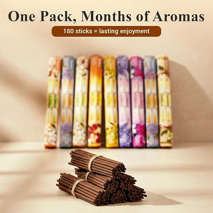Tulasi Incense Sticks Pack of 12 Natural Scent (240 Sticks) Variety Fragrance of Coconut, White Sage, Red Rose, Palo Santo Lavender & Cinnamon etc, Ideal for Meditation & Positive Vibes Tulasi