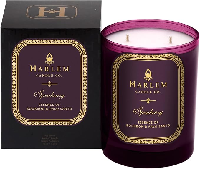 HARLEM CANDLE CO. Speakeasy - Luxury Scented Soy Candle, 11 oz - 80-Hour Burn Time | Palo Santo, Cardamom, Incense, Bourbon, Tobacco and Patchouli | Scented Candles for Home - Bloomnest