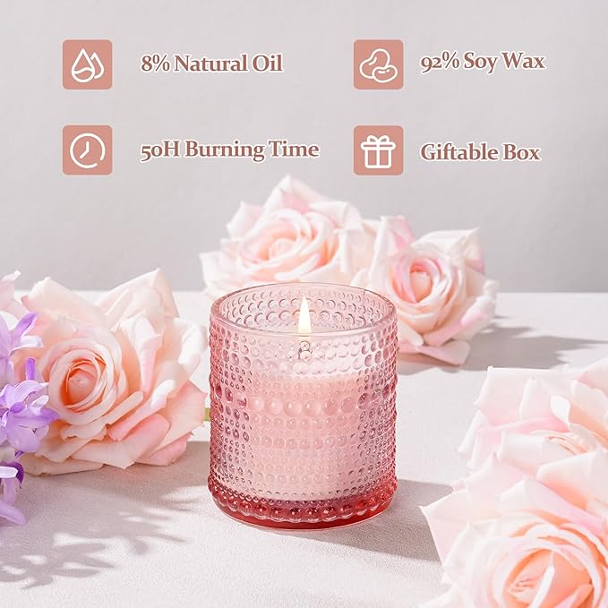 4 Pack Scented Candle for Home, Mother's Day Gifts, Soy Wax Candles, 50 Hour Long Burn Time - Glacier, Black Phalaenopsis, Hot Cocoa, Bulgarian Rose - Bloomnest