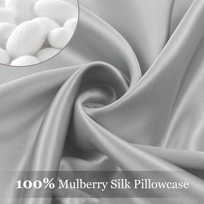 Adubor 100% Silk Pillowcase - Mulberry Silk Pillow Cases, 23 Momme 6A Grade Fibers, Silk Pillow Case for Hair and Skin Health, with Hidden Zipper (King 20''×36'', Dark Gray, 1PC) - Bloomnest