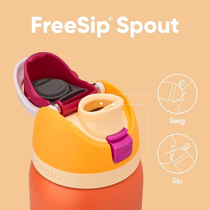 Owala FreeSip Insulated Stainless Steel Water Bottle with Straw for Sports, Travel, and School BPA-Free Sports Water Bottle, 24 oz, Citrus Crush Owala