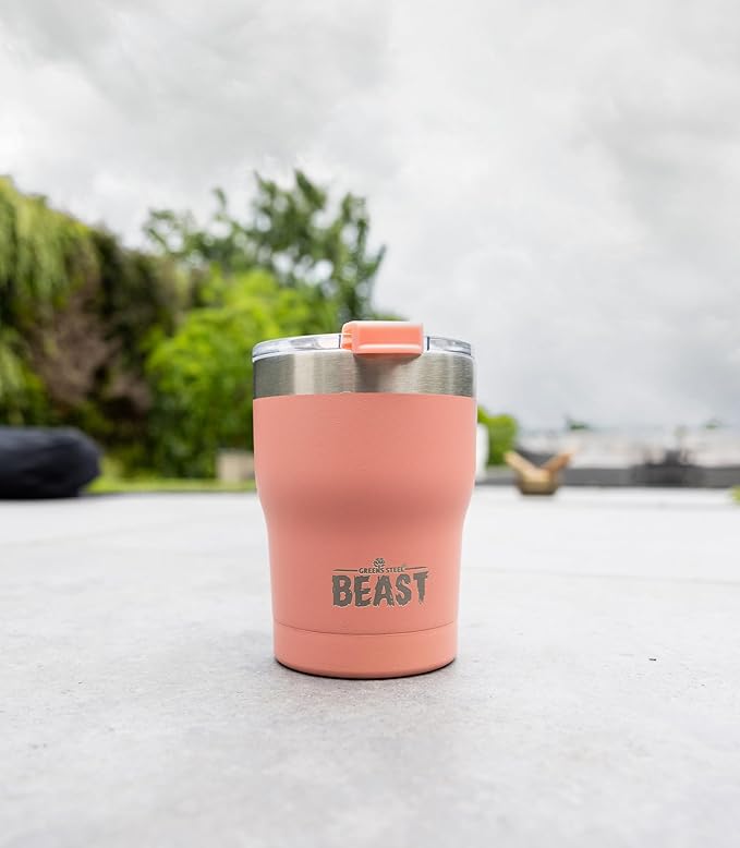 Beast 10 oz Tumbler Stainless Steel Vacuum Insulated Coffee Ice Cup Double Wall Travel Flask (Blossom Pink) - Bloomnest