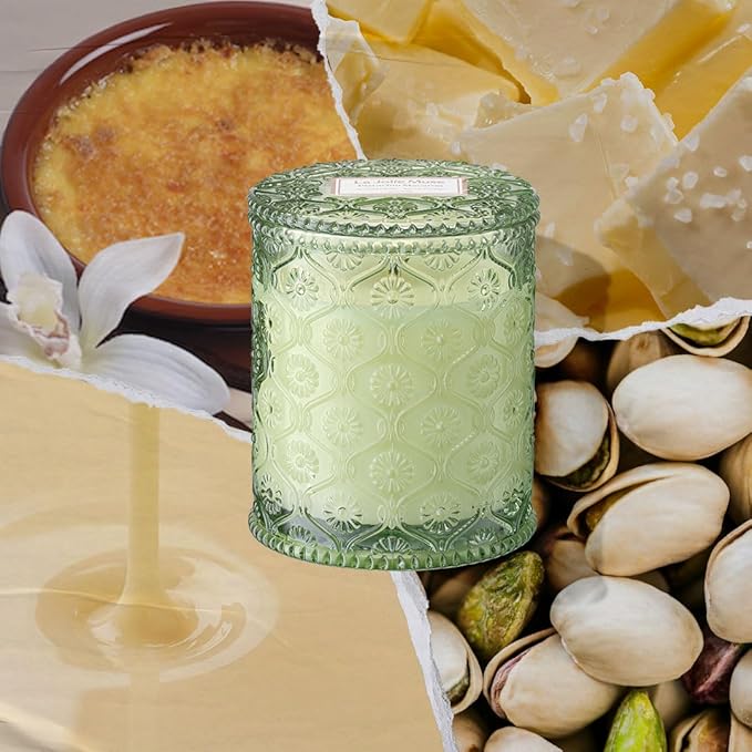 LA JOLIE MUSE Pistachio Macaron Scented Candle –Pistachio, Milk & Vanilla | 6 oz Fall Candle | Natural Soy Wax | 40 Hours Clean Burn | Gift for Dessert Lovers | Seasonal Home Décor - Bloomnest