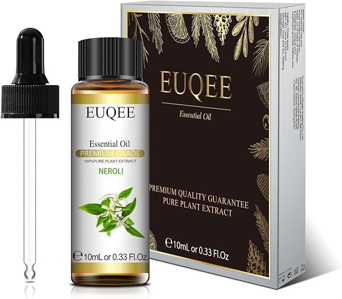 EUQEE Neroli Essential Oil 10 ml Pure Essential Oil with Glass Dropper for Diffusers, Aromatherapy, Candle & Soap Making - 0.33 Fl oz EUQEE