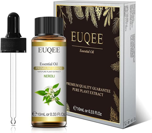 EUQEE Neroli Essential Oil 10 ml Pure Essential Oil with Glass Dropper for Diffusers, Aromatherapy, Candle & Soap Making - 0.33 Fl oz EUQEE