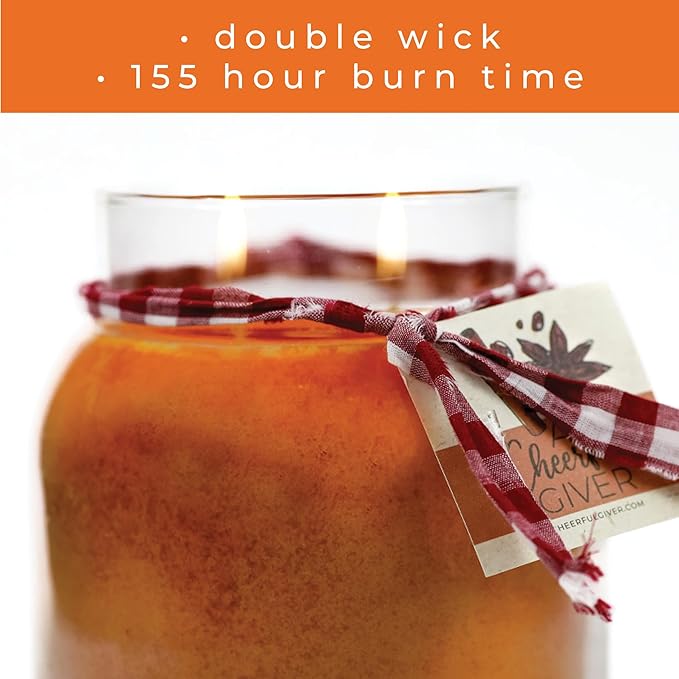 A Cheerful Giver — Orange Cinnamon Clove - 34oz Papa Scented Candle Jar with Lid - Keepers of the Light - 155 Hours of Burn Time, Gift for Women, Orange - Bloomnest
