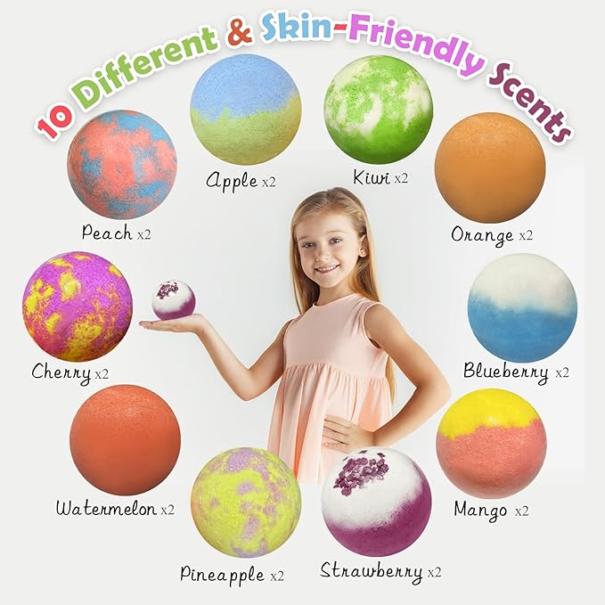 Bath Bombs for Kids with Surprise Inside, 20 Pack Kids Bath Bombs with Puppy Dolls Inside, Safe Handmade Bubble Bath Fizzies Bomb, Ideal Birthday Christmas Easter Egg Gift Set - Bloomnest