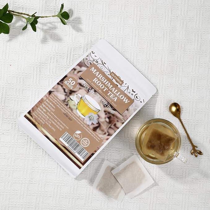 50 Premium Marshmallow Root Tea Bag,100% Natural Pure Althaea Officinalis,No Additives & Caffeine Free, Caffeine-free - Respiratory Support & Promote Digestion. - Bloomnest
