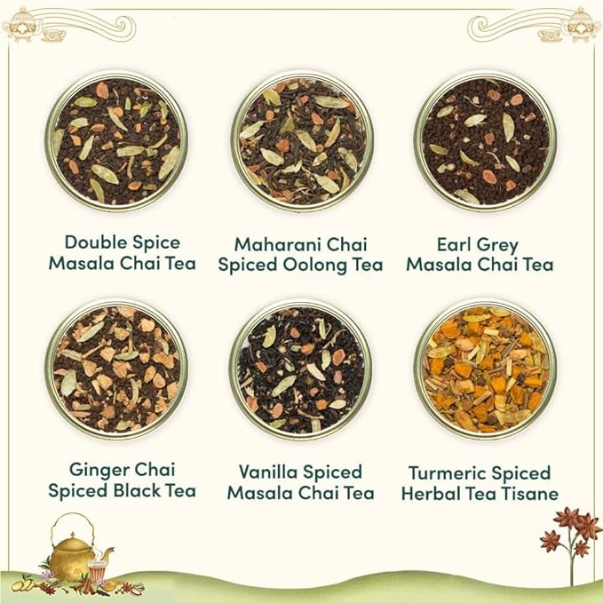 VAHDAM, Chai Tea Gift Set (12 varieties, 60+ servings) Chai Loose Leaf Tea in Tin Caddy Gift Box | Exotic Chai Tea Blends | Gluten Free, Non GMO | Valentines Day Gifts for Him & Her - Bloomnest