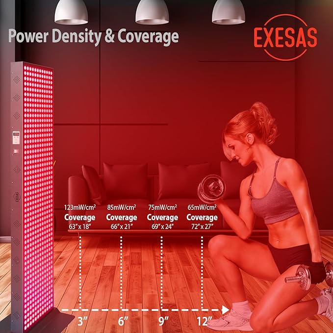 Red Light Therapy Device for Full Body, 630nm, 660nm, 810nm & 850nm, Near Infrared Dual-Chip Clinical Grade LED Panel for Smooth Skin, Weight & Pain Management and Overall Wellness (3000-Watt 600-LED) EXESAS