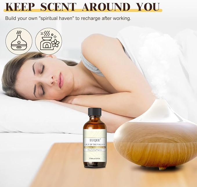 EUQEE 60ML Lily of The Valley Fragrance Oil Premium Essential Oil with Glass Dropper for Diffuser, Soap Candle Making - 2.02 Fl oz - Bloomnest