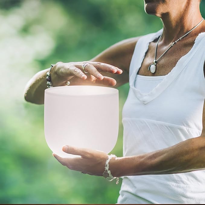 TOPFUND 10 inch G Note 440hz Quartz Crystal Singing Bowl Throat Chakra Meditation Sound Healing
