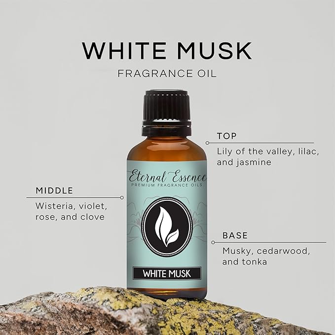 Eternal Essence Oils White Musk 30ml Premium Fragrance Oil - for Candle, Soap Making, Aromatherapy, Diffusers, Home Care, & Humidifiers EternalEssenceOils