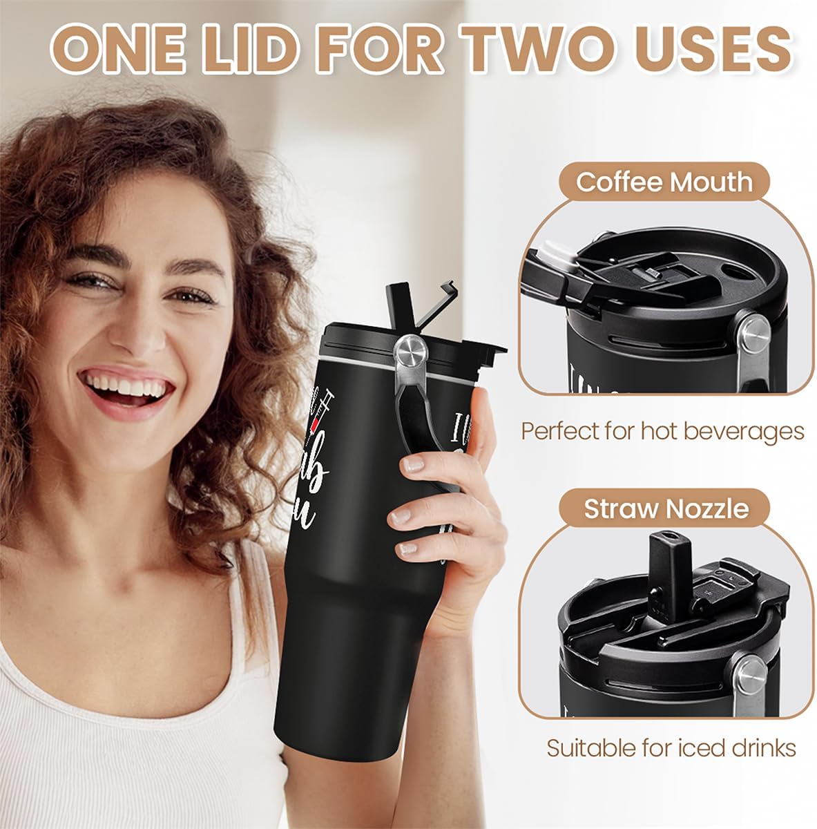 SANDJEST Nurse Gifts for Women, I Will Stab You Nurses Tumbler with Handle 30oz Flip Straw Stainless Steel Coffee Travel Cup, Nurse Appreciation Gifts for Birthday Christmas Nurse Week Graduation