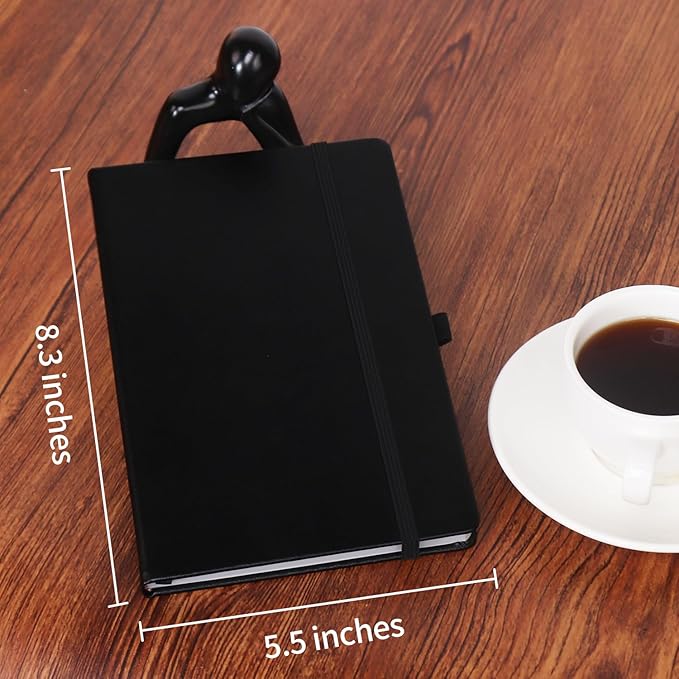 Black A5 Liend Journal Notebook, 7mm College Ruled Notepad, Journaling for Writing, Work, School, Travel and Note Taking, Hardcover 224 Pages (112 Sheets) 5.5 x 8.3 inches (8 Pack) - Bloomnest