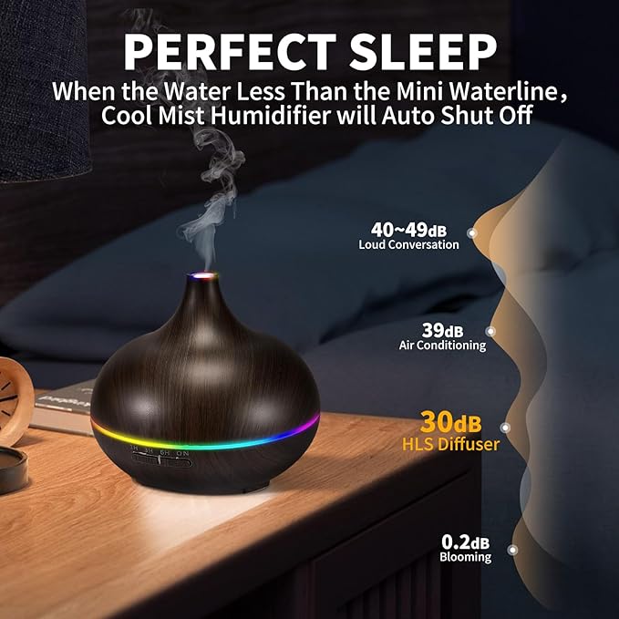 Aromatherapy Essential Oil Diffuser Set - 550ML Ultrasonic Humidifier for Large Rooms - Vaporizer and Aroma Diffuser for Home Bedroom - Bloomnest