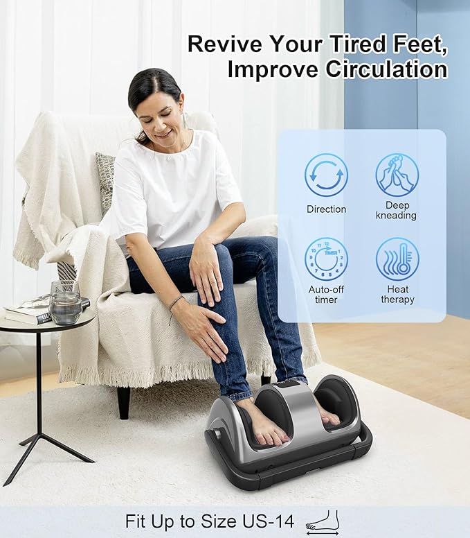 CARESKY® Shiatsu Foot Massager with Heat and Remote-FSA Eligible HSA Electric Deep Kneading Foot Massager for Neuropathy, Plantar Fasciitis, Massage Feet/Leg/Calf/Ankle, Gifts for Women and Men