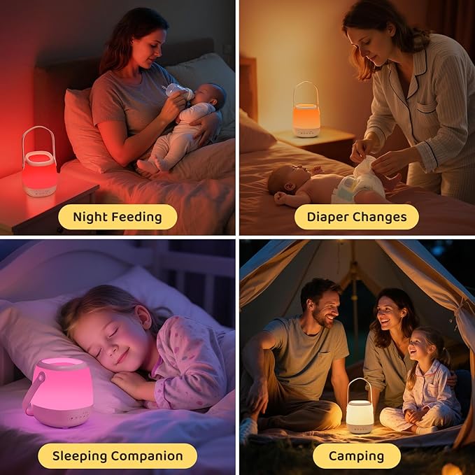 Baby Night Light Sound Machine,35 Colors+12 White Noise Machine+Egg Light for Nursery Lamp, Cordless+USB Rechargeable+Portable Night Light for Baby Nursery Lamp, Nightlight for Kids Room Toddler Lamp