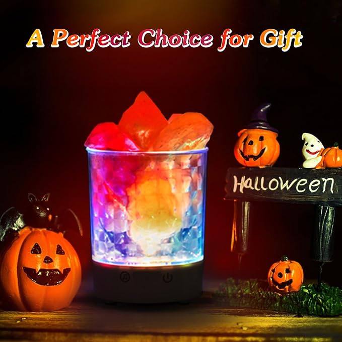 Himalayan Music Salt Lamp, Natural Crystal Salt Rock Lamp, Colorful Night Lights with Dimmer Sleep Aid, Aromatherapy Decompression, Music Light Gift for Loved Ones