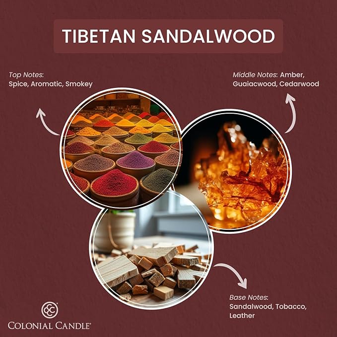 Colonial Candle Tibetan Sandalwood Scented Candle Jar, Highly Fragranced Candles for Home Scented, Mottled Wax Candle, 2 Wick, 8 oz - Made in The USA - Bloomnest