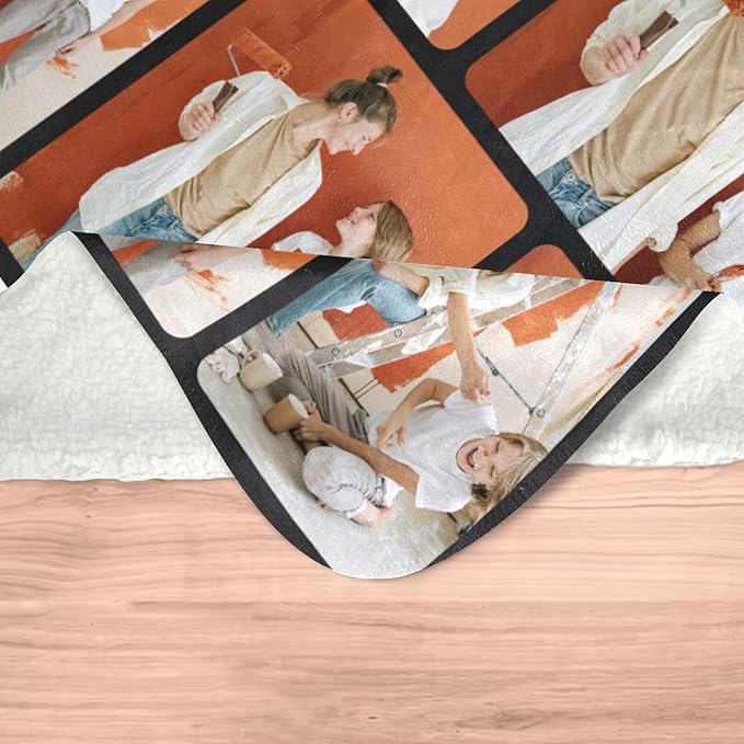 Custom Blankets with Photos for Family, Personalized Picture Blanket, Customized Blankets with Picture as Gifts for Chrimstas Birthday Mothers Day Fathers Day - Bloomnest