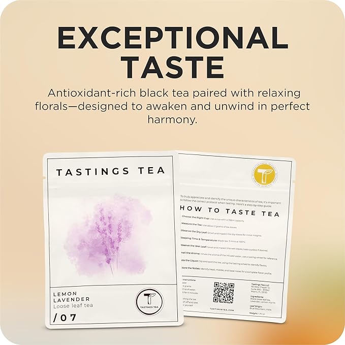 Tastings Tea Lemon Lavender Blend - 2.2oz Loose Leaf | Medium Caffeine Levels - Bloomnest