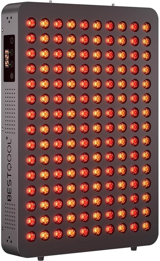 BestQool Red Light Therapy Device, 4 Wavelengths Full Body Near Infrared Red Light Therapy for Face, Elite Grade Dual Chip 150 LEDs, High Power Output Red Light Panel and Infrared Light Lamp. 250W. Bestqool