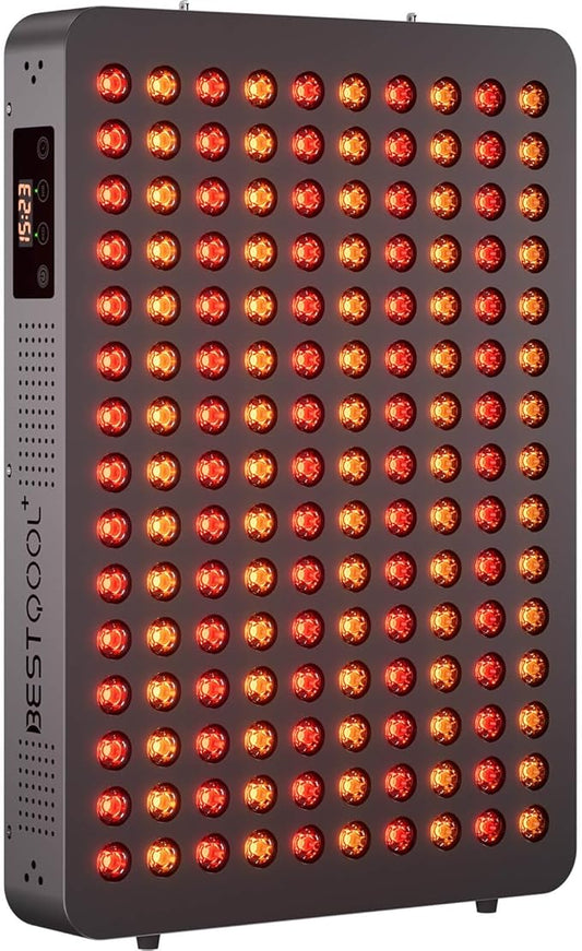 BestQool Red Light Therapy Device, 4 Wavelengths Full Body Near Infrared Red Light Therapy for Face, Elite Grade Dual Chip 150 LEDs, High Power Output Red Light Panel and Infrared Light Lamp. 250W. Bestqool