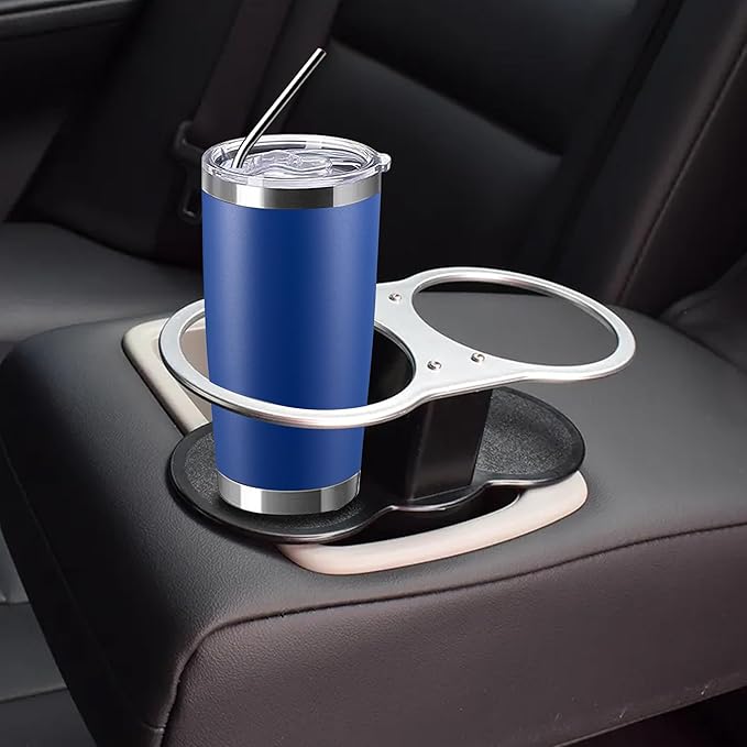 20oz insulted tumblers stainless steel cup Tumbler Bulk with push Lid, and metal straw powder coated coffee cup for cold and hot drinking (48, dark blue) - Bloomnest