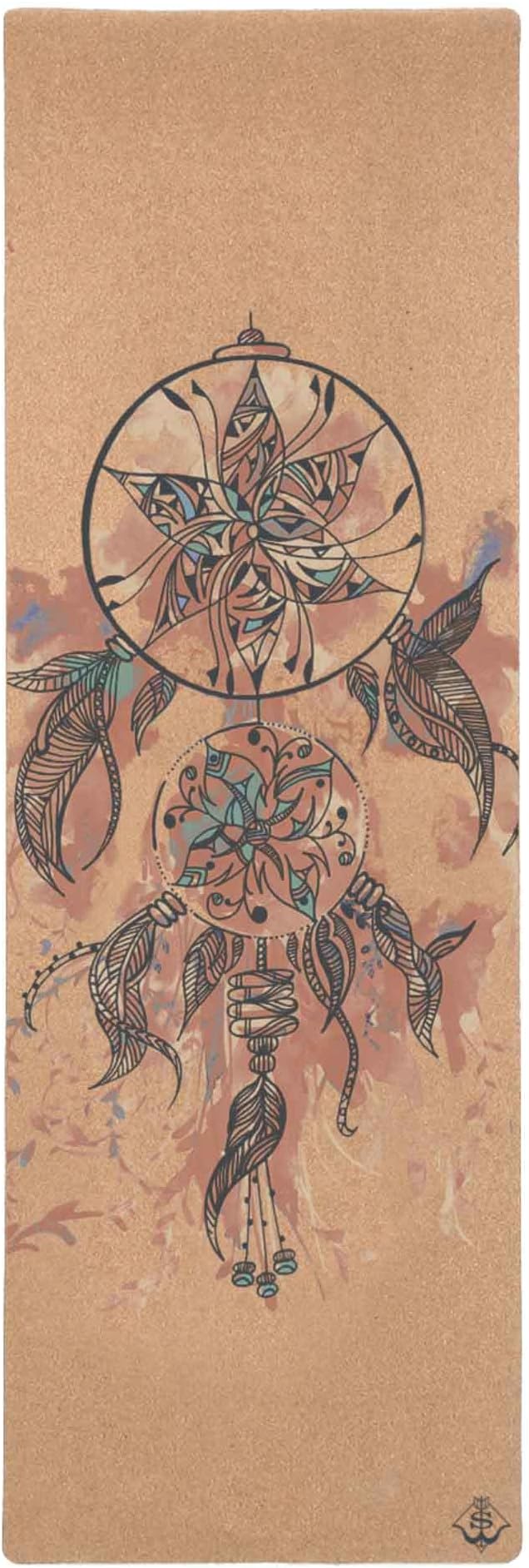 Shakti Warrior Cork Yoga Mat - Artist Designed, Premium Printed Eco-Friendly Non-Slip mat, Great for Regular & Hot Yoga, Pilates, Workouts 72 inch x 24 inch x 3mm Thick - Bloomnest