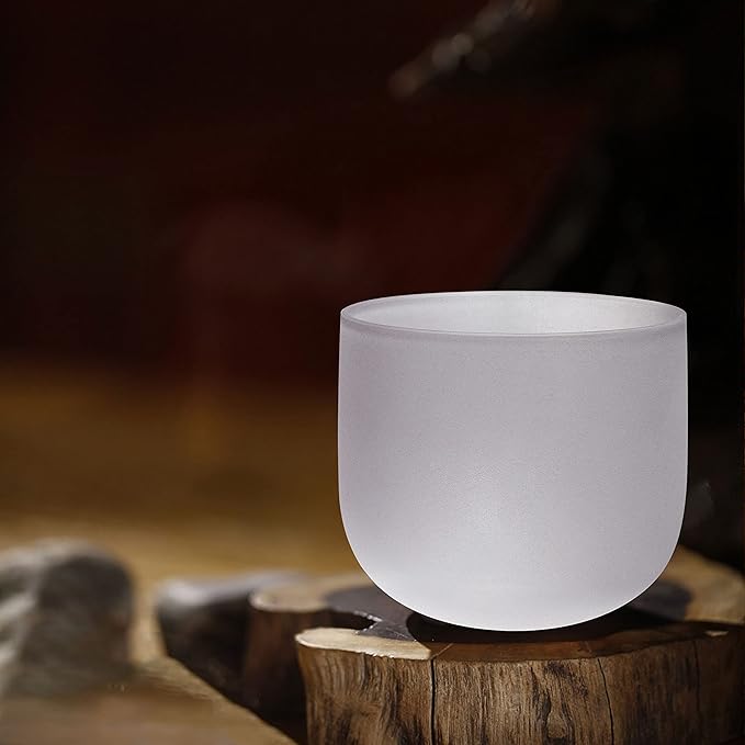 TOPFUND F Note Crystal Singing Bowl Heart Chakra 8 inch with Heavy Duty Carrying Case and Suede Mallet - Bloomnest