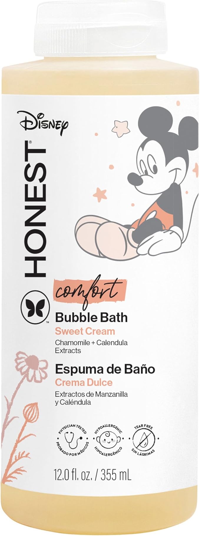 The Honest Company Foaming Bubble Bath Gentle Enough for Baby Dermatologist Tested Tear-Free Hypoallergenic Disney’s Mickey Mouse Comfort Sweet Cream 12 fl oz - Bloomnest